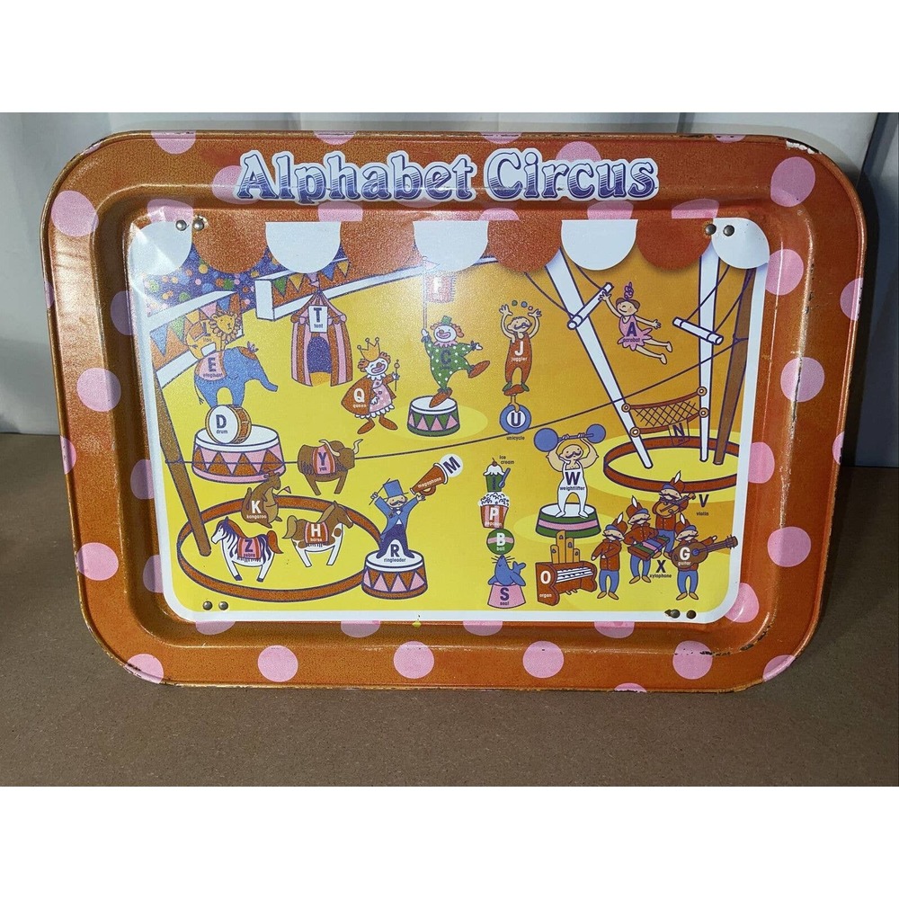 Vintage Alphabet Circus Children's Folding TV Lap Tray •Condition In Pics•